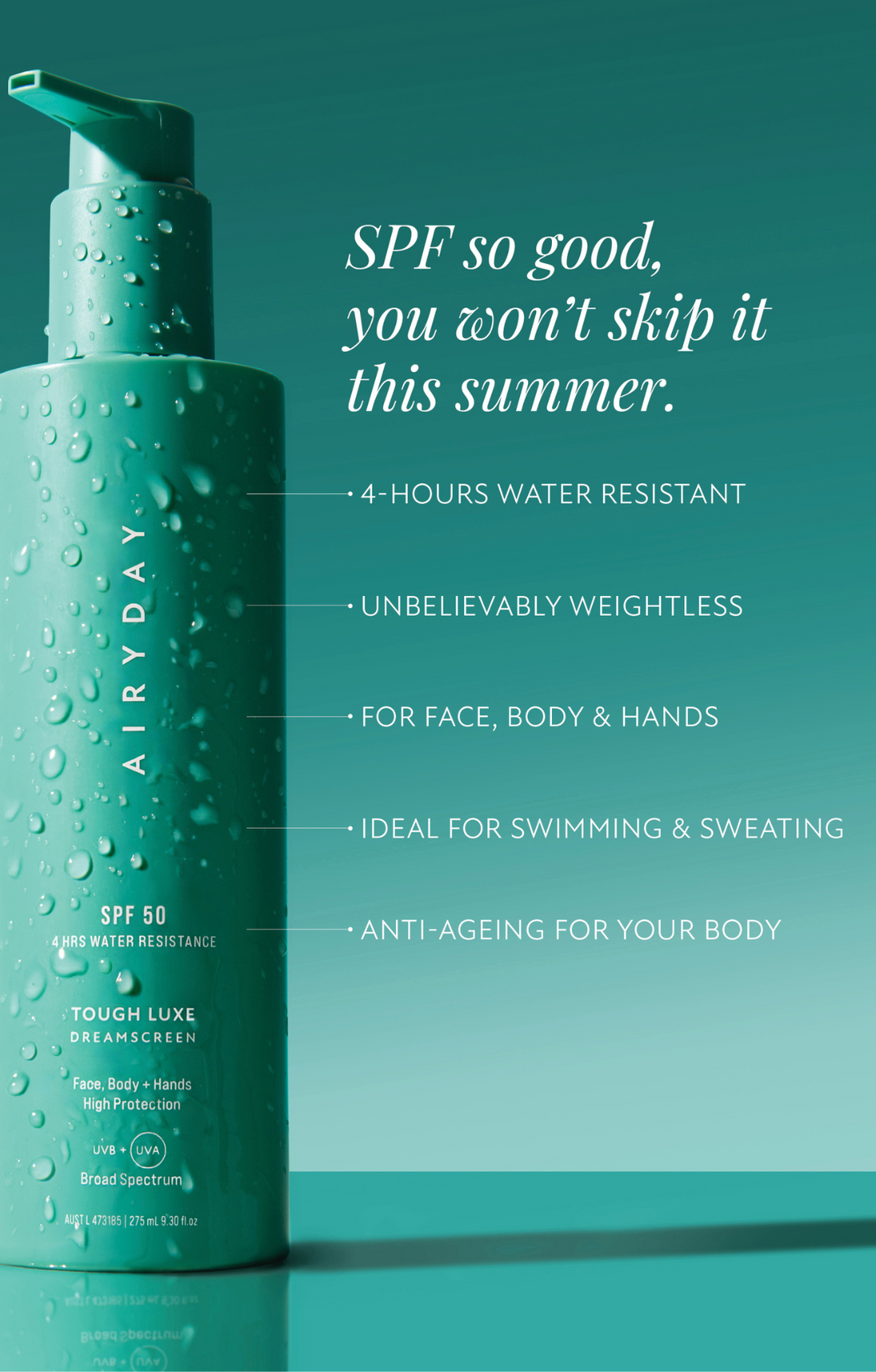 Airyday Tough Luxe SPF50 Dreamscreen 275ml